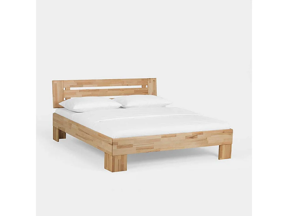 Ehebett mit Nachtkommoden Kernbuche Massivholz (dreiteilig)