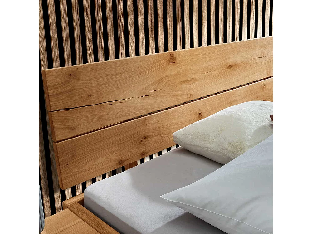 Bett Wildeiche massiv geölt 140x200 cm 45 cm Einstiegshöhe (dreiteilig)