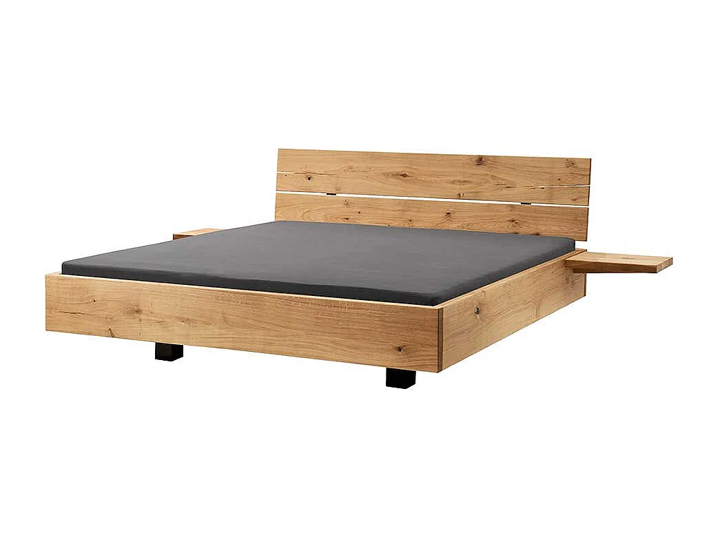 Bett Wildeiche massiv geölt 140x200 cm 45 cm Einstiegshöhe (dreiteilig)