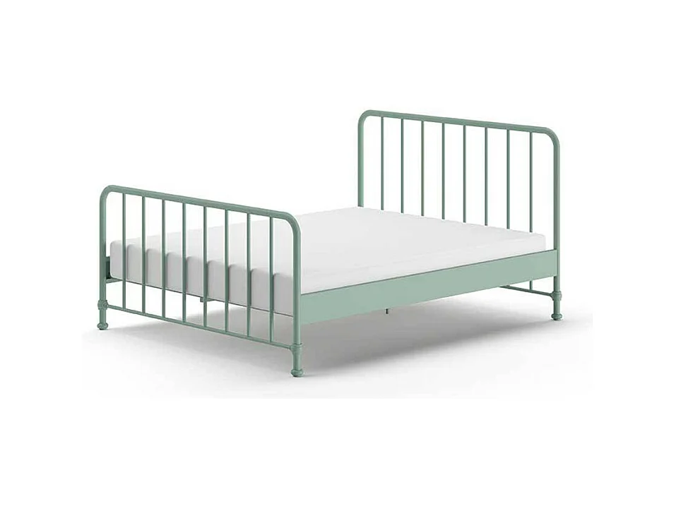 Metallbett modern in Grün matt pulverbeschichtet