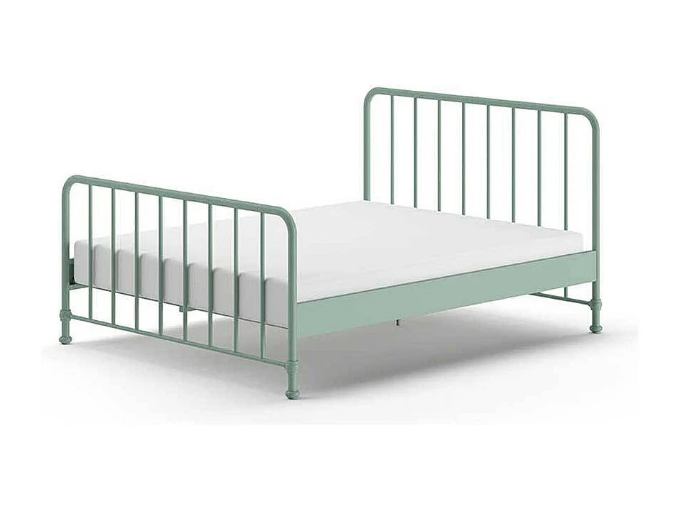 Metallbett modern in Grün matt pulverbeschichtet