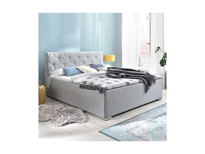 Stoffbett in Hellgrau Webstoff 180x200 cm