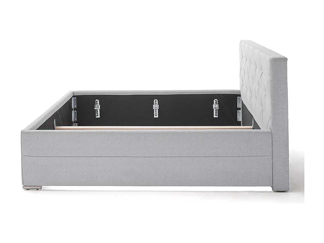 Stoffbett in Hellgrau Webstoff 180x200 cm