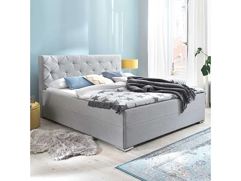 Stoffbett in Hellgrau Webstoff 180x200 cm