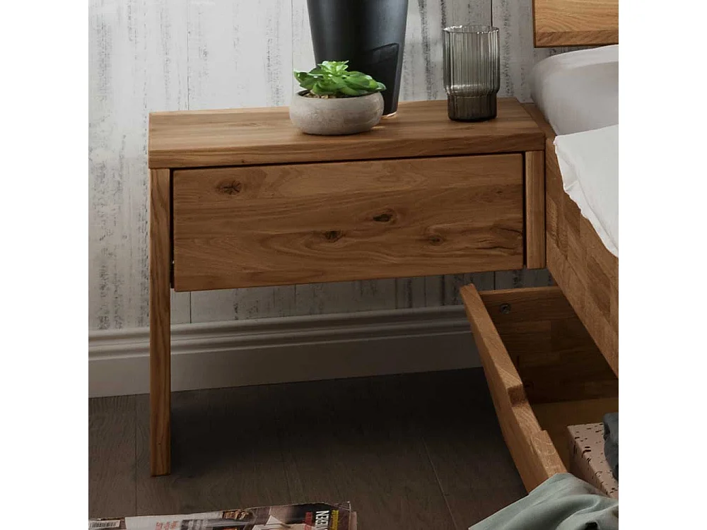 Wildeiche Bett mit Bettkasten 2 Nakos (dreiteilig)