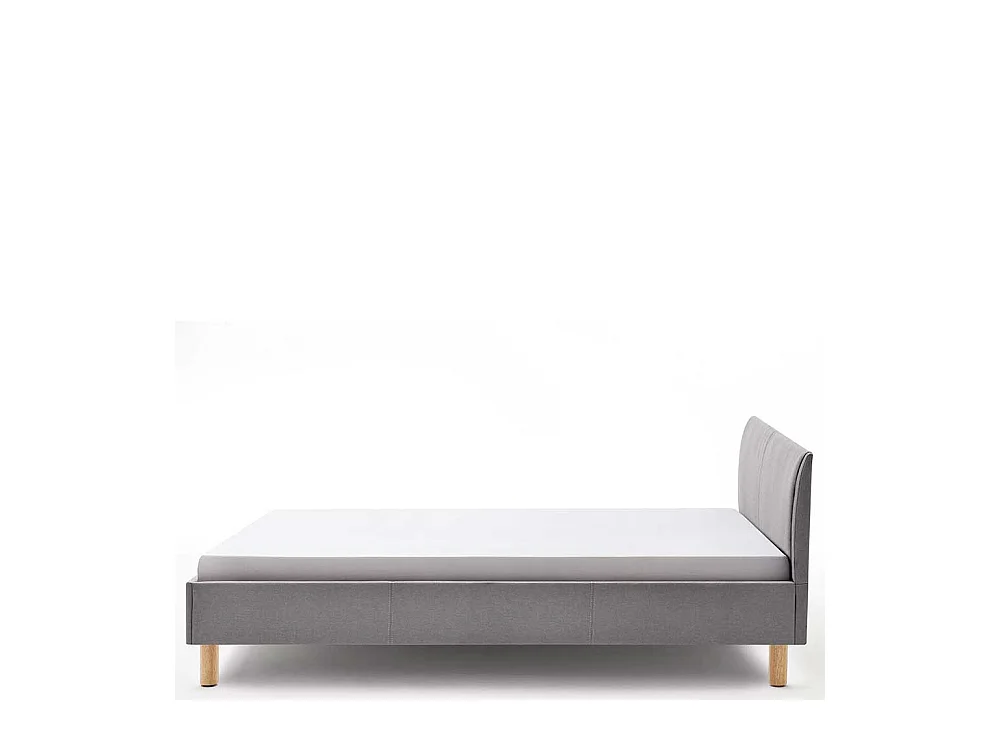 Niedriges Bett in Hellgrau Webstoff Skandi Design