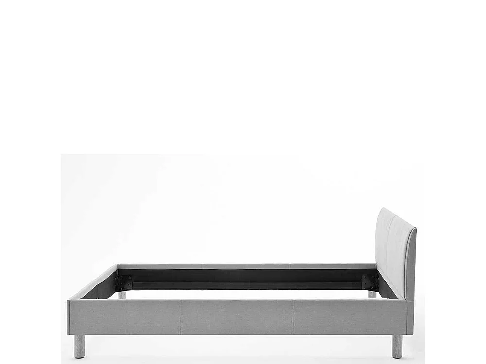 Niedriges Bett in Hellgrau Webstoff Skandi Design