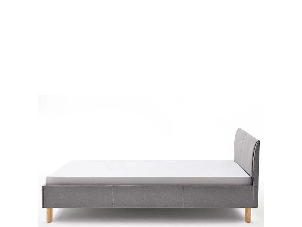 Niedriges Bett in Hellgrau Webstoff Skandi Design