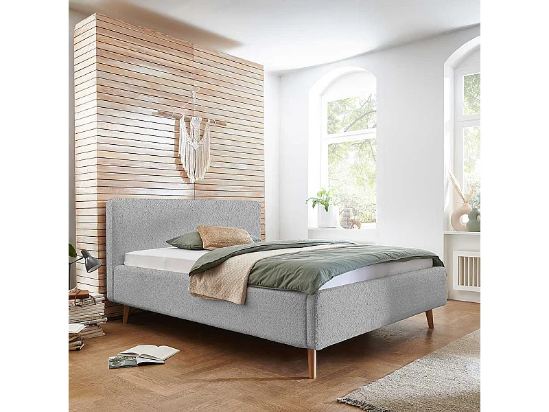 Polsterbett 160x200 180x200 in Grau Eichefarben