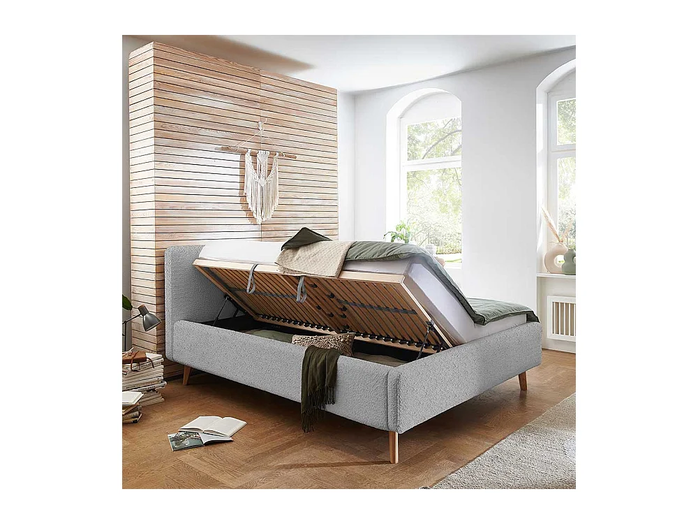 Polsterbett 160x200 180x200 in Grau Eichefarben