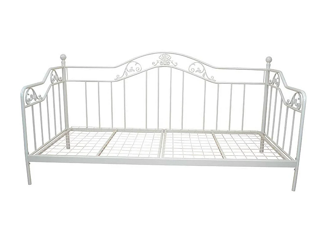 Einzelbett im Vintage Design Metall in Weiß