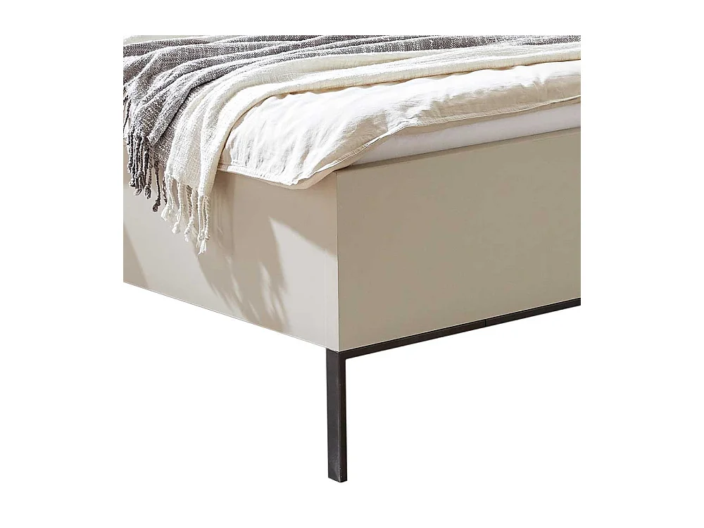 160 cm Doppelbett in Eiche Bianco und Beige Made in Germany