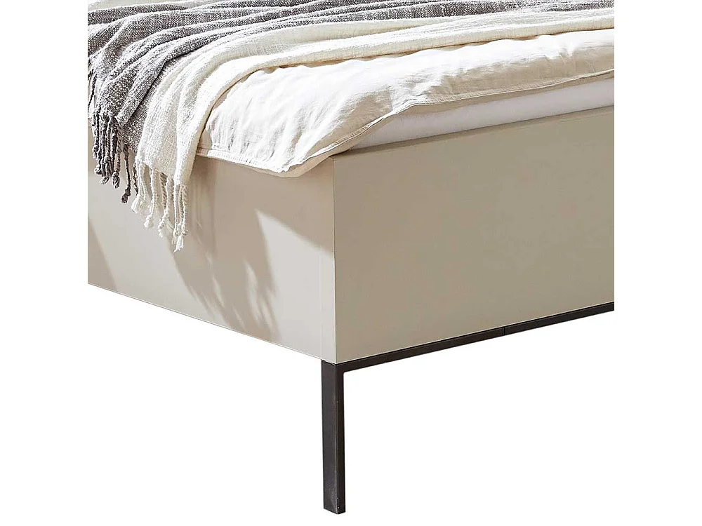 160 cm Doppelbett in Eiche Bianco und Beige Made in Germany