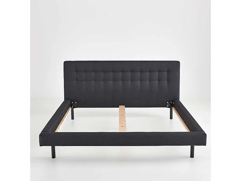Polsterbettgestell in Dunkelgrau Stoff Vierfußgestell aus Holz