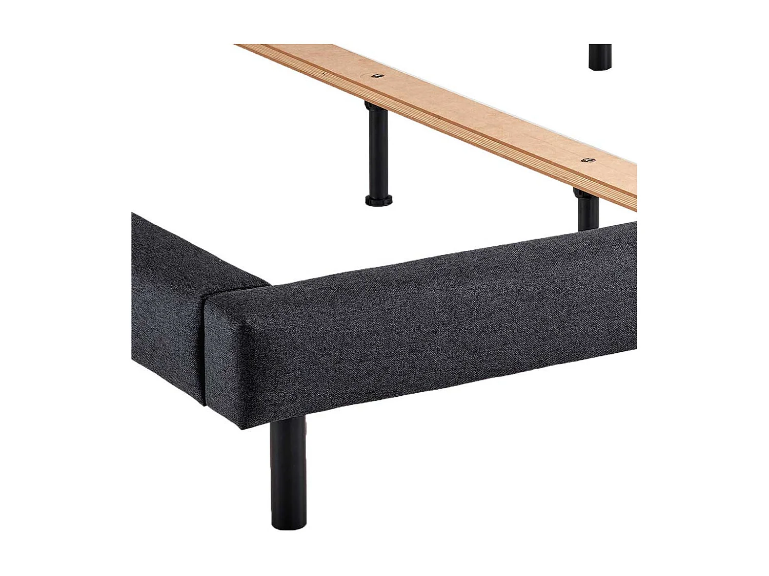 Polsterbettgestell in Dunkelgrau Stoff Vierfußgestell aus Holz