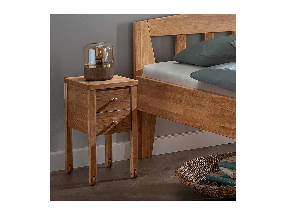 Einzelbett Massivholzbett in Wildeichefarben im Landhausstil