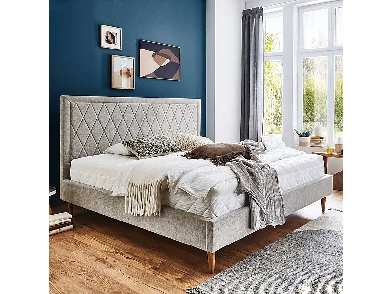 Polsterbett Cremefarben in modernem Design 38 cm Einstiegshöhe