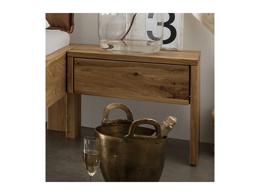 Massivholzbett inklusive zwei Nachtkommoden Wildeiche (dreiteilig)