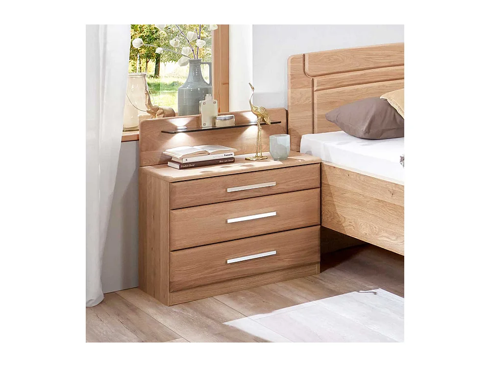 Ehebett aus Eiche teilmassiv Nachtkonsolen (dreiteilig)