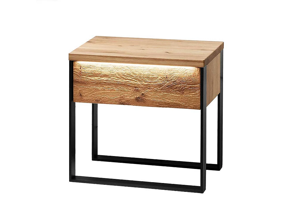 Bügelgestell Doppelbett Wildeiche im Industrie und Loft Stil optionale Beleuchtung