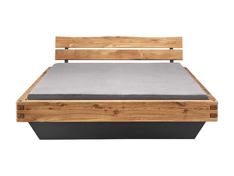 Naturholzbetten Doppelbetten in Wildeichefarben und Anthrazit