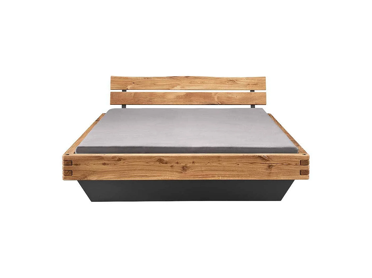 Naturholzbetten Doppelbetten in Wildeichefarben und Anthrazit