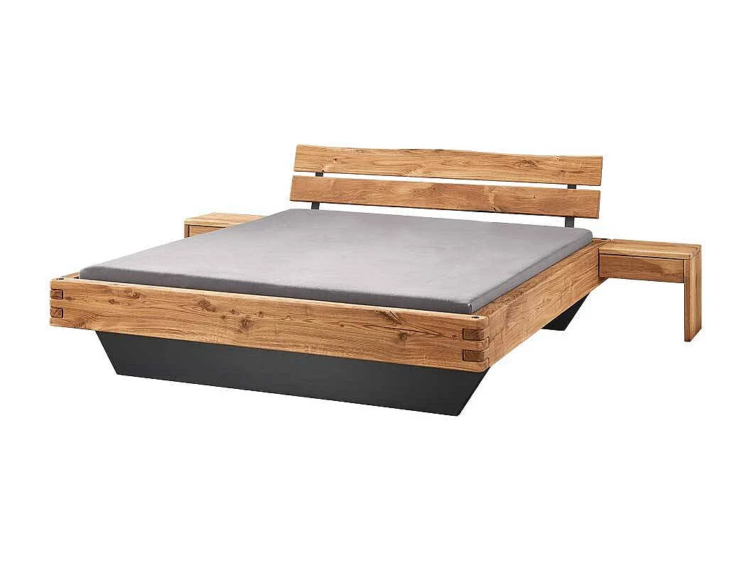 Naturholzbetten Doppelbetten in Wildeichefarben und Anthrazit