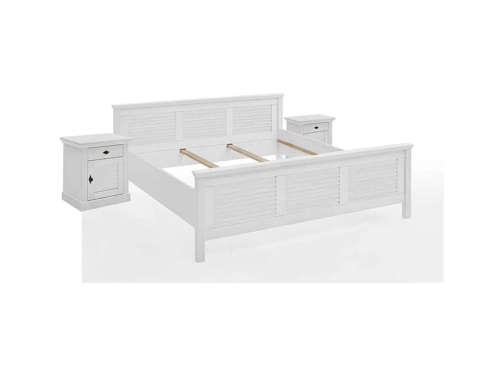 Wei�es Landhausbett aus Kiefer Massivholz 94 cm Kopfteil