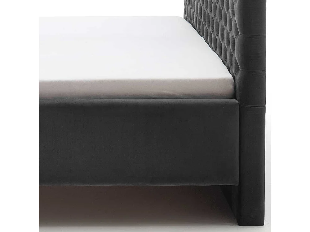 Polster Doppelbett Dunkelgrau aus Samt und Metall modernem Design