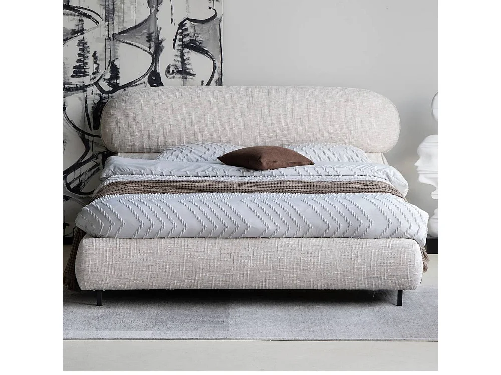 Stoffbett Polsterbett in modernem Design mit Fußgestell aus Metall