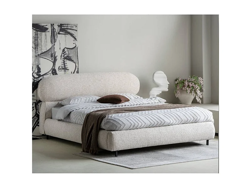 Stoffbett Polsterbett in modernem Design mit Fußgestell aus Metall