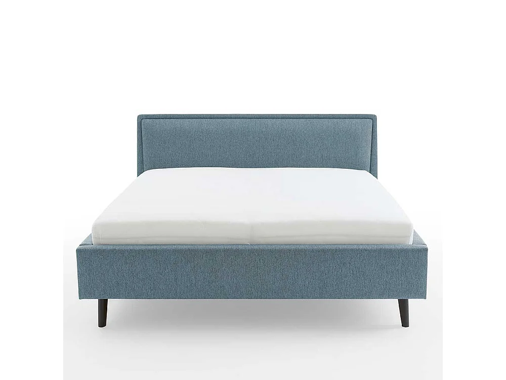 Polsterbettgestell in Blaugrau Vierfußgestell aus Holz