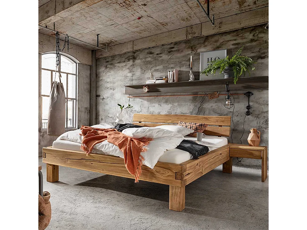 Naturholzbetten Betten aus Wildeiche Massivholz 45 cm Fußteil
