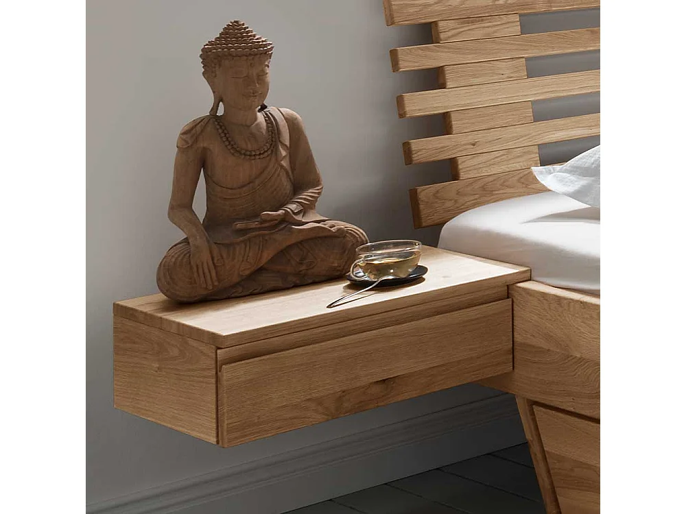 Echtholzbett mit zwei Nachtkommoden Bettkasten (dreiteilig)