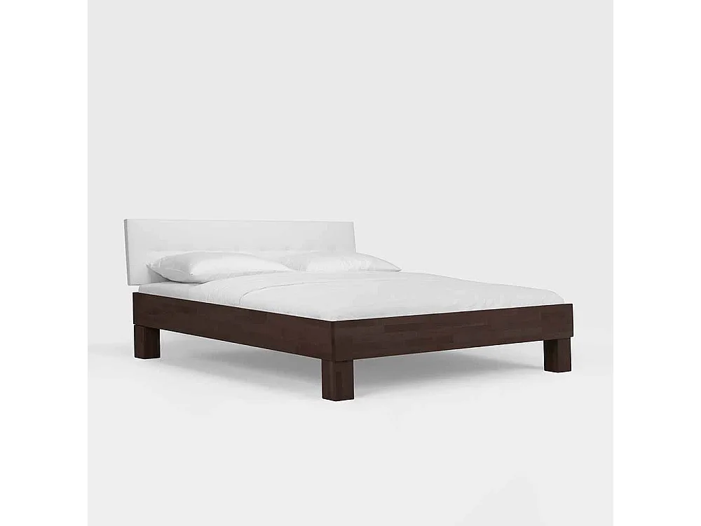 Massivholzbett aus Buche Wengefarben mit Polsterkopfteil