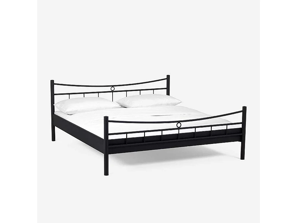 Jugendbett in Schwarz Eisen mit Nachttisch (zweiteilig)