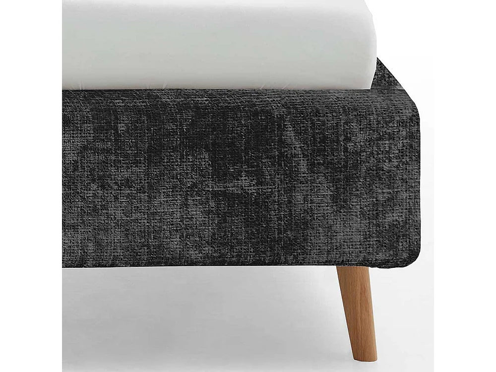 Polsterbett Anthrazit Boucle 140x200 cm Vierfußgestell aus Eiche