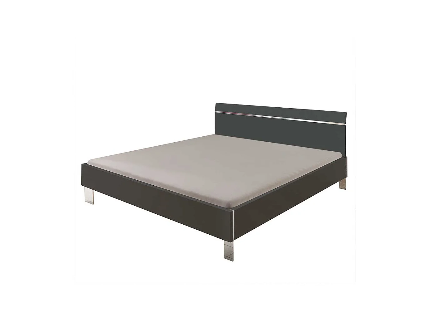 Bett in Dunkelgrau und Chromfarben Vierfußgestell aus Metall