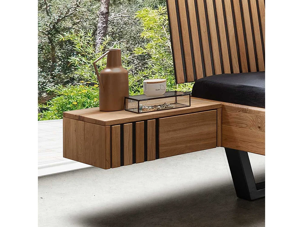 Massivholz Bett Wildeiche geölt im Industry und Loft Stil 45 cm Einstiegshöhe