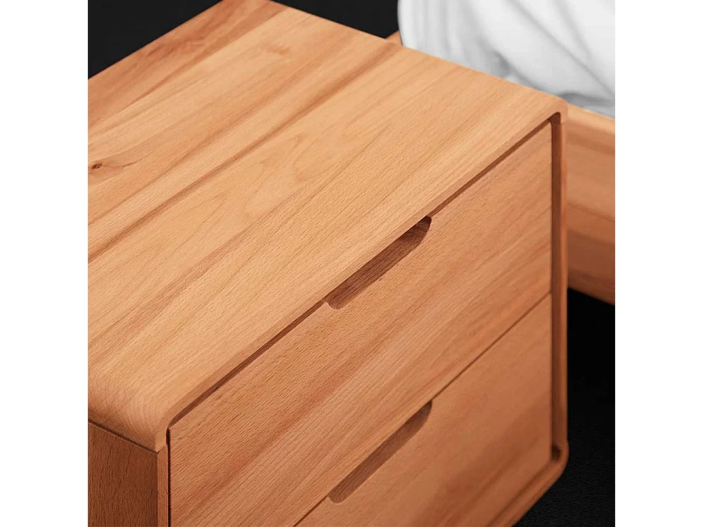 Kernbuche Doppelbett massiv geölt Nachtkonsolen (dreiteilig)