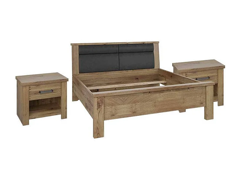 Doppelbett Bettrahmen in Asteichefarben mit teilmassiver Oberfläche