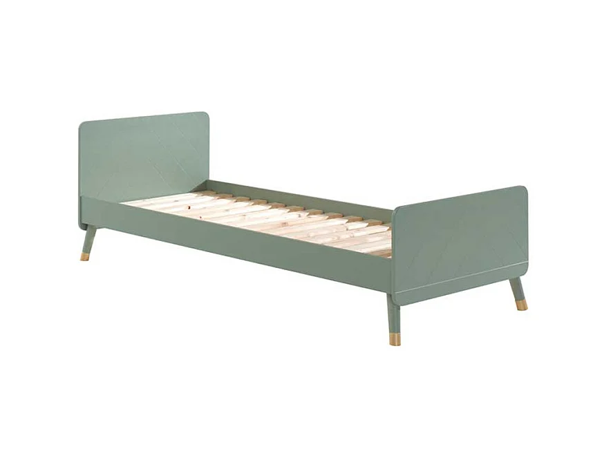 Jugendbett in Graugrün und Goldfarben 90x200 cm