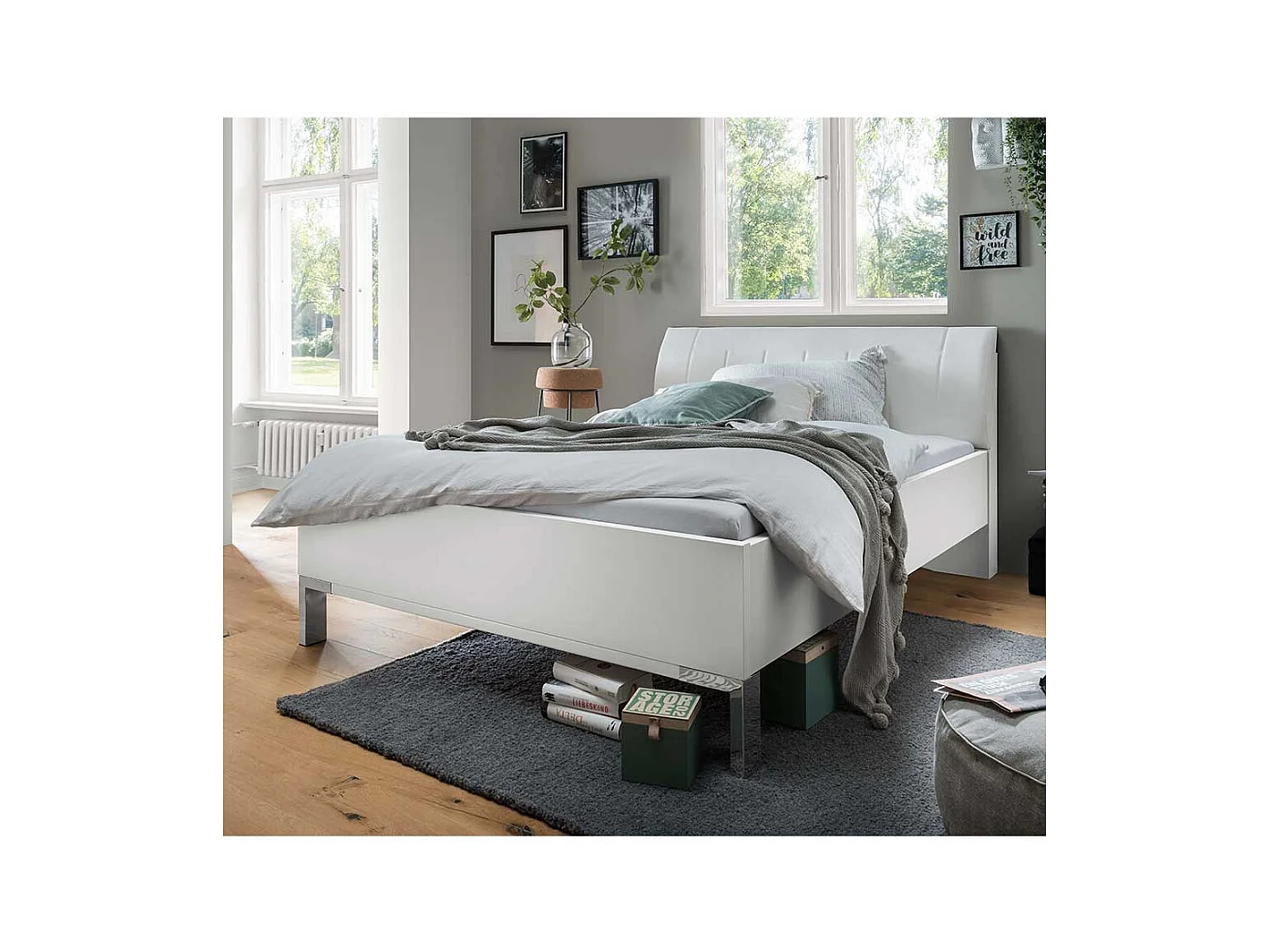 Doppelbett Bettgestell in Wei� - modernes Design