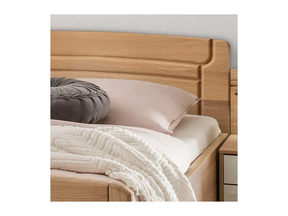 Einzelbett aus Eiche teilmassiv Beige Glas beschichtet (zweiteilig)