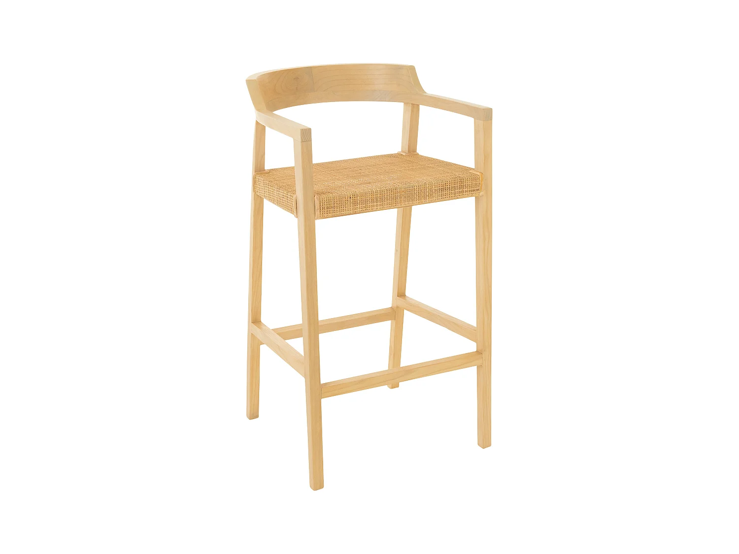 Silla de bar SUKA de madera de roble – Diseño contemporáneo-Color ribete verde crudo