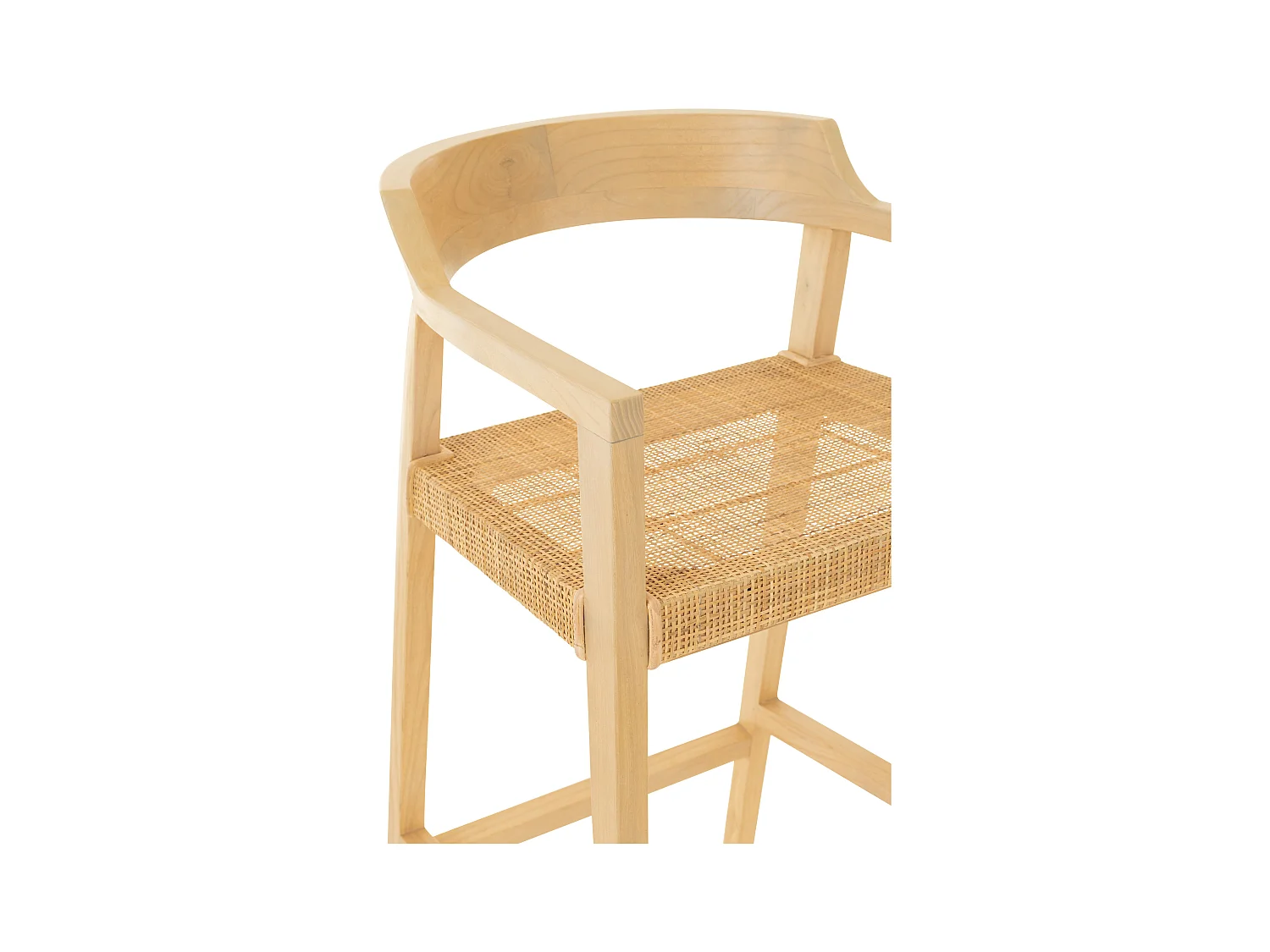 Silla de bar SUKA de madera de roble – Diseño contemporáneo-Color ribete verde crudo