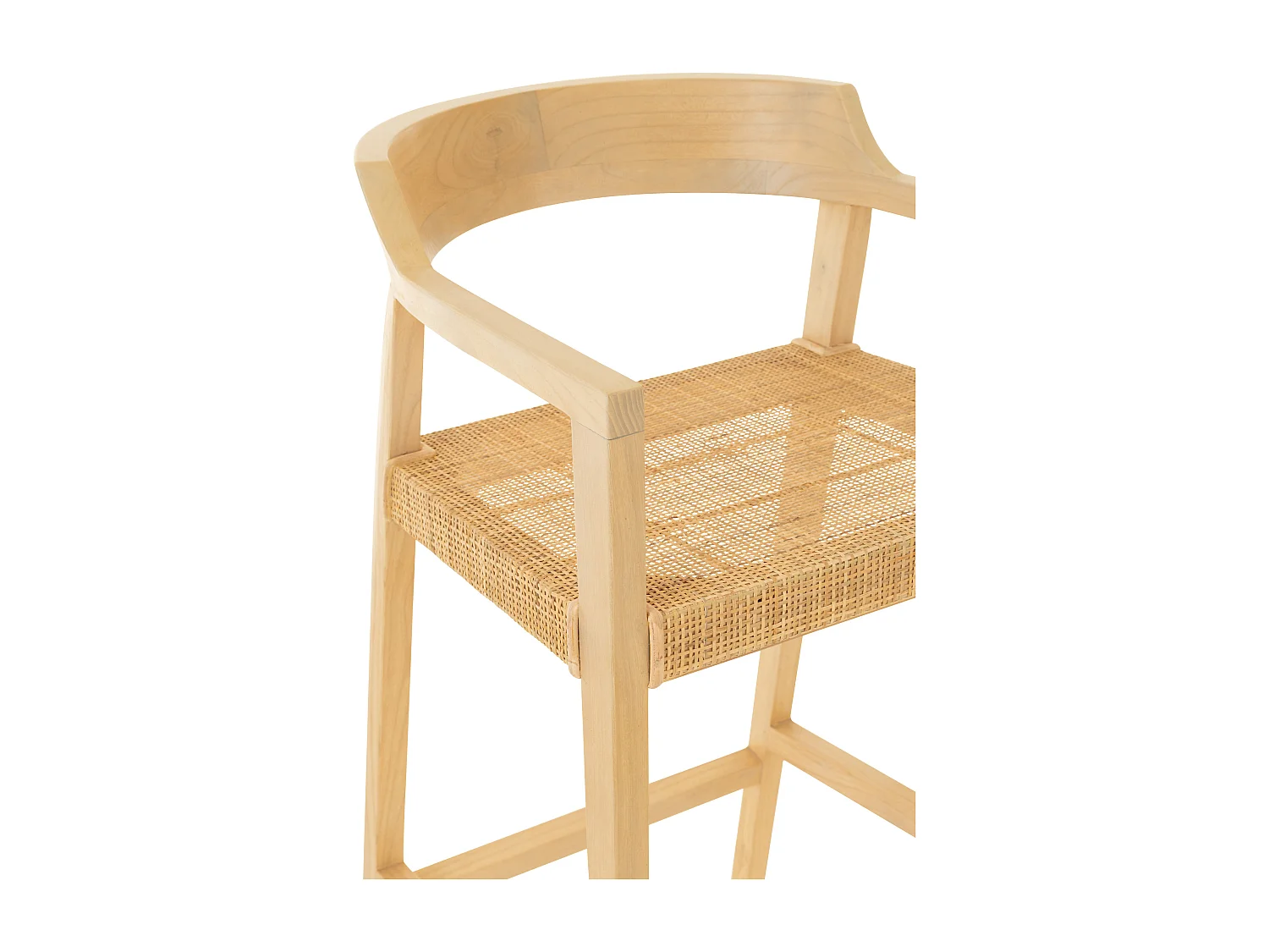 Silla de bar SUKA de madera de roble – Diseño contemporáneo-Color ribete verde crudo