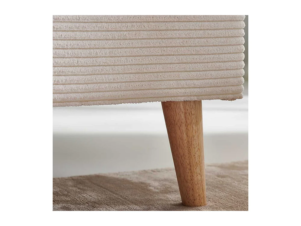 140x200 Polsterbett in Beige und Eichefarben Cord Stoff und Holz