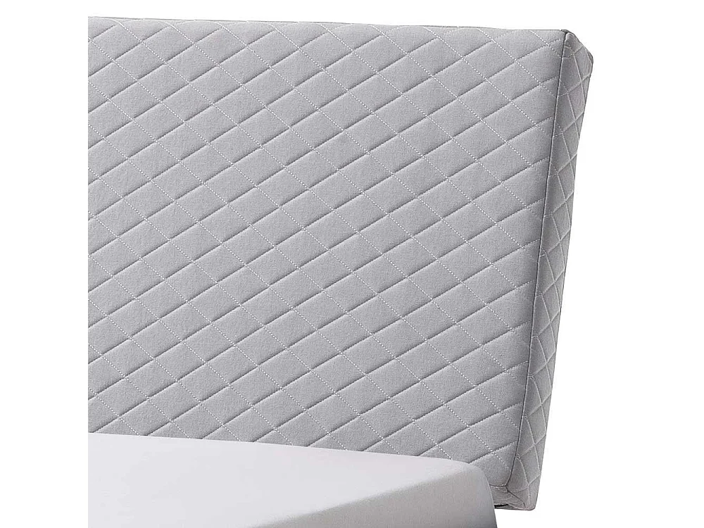 Tiefes Bett in Dunkelgrau Metall Polsterkopfteil in Beige