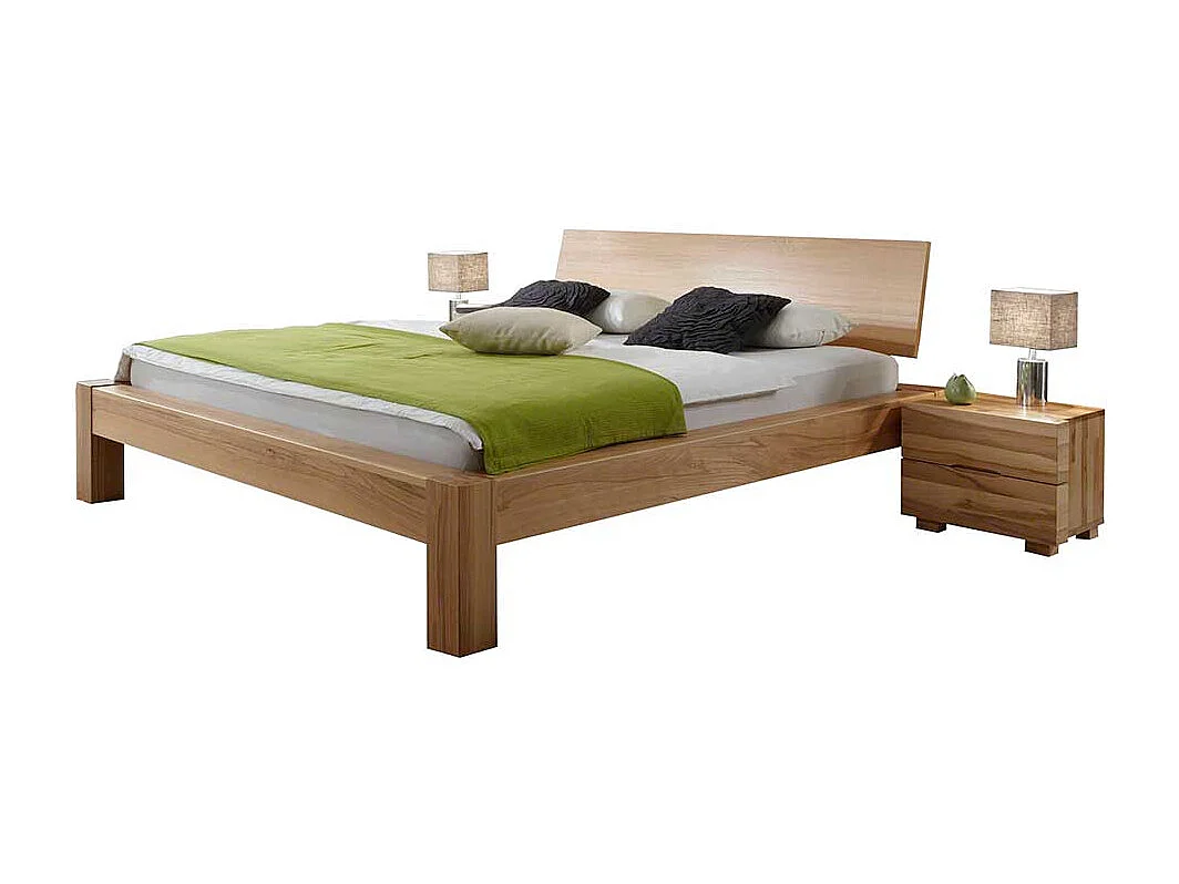 Ehebett aus Kernbuche Massivholz mit Nachtkommoden (dreiteilig)